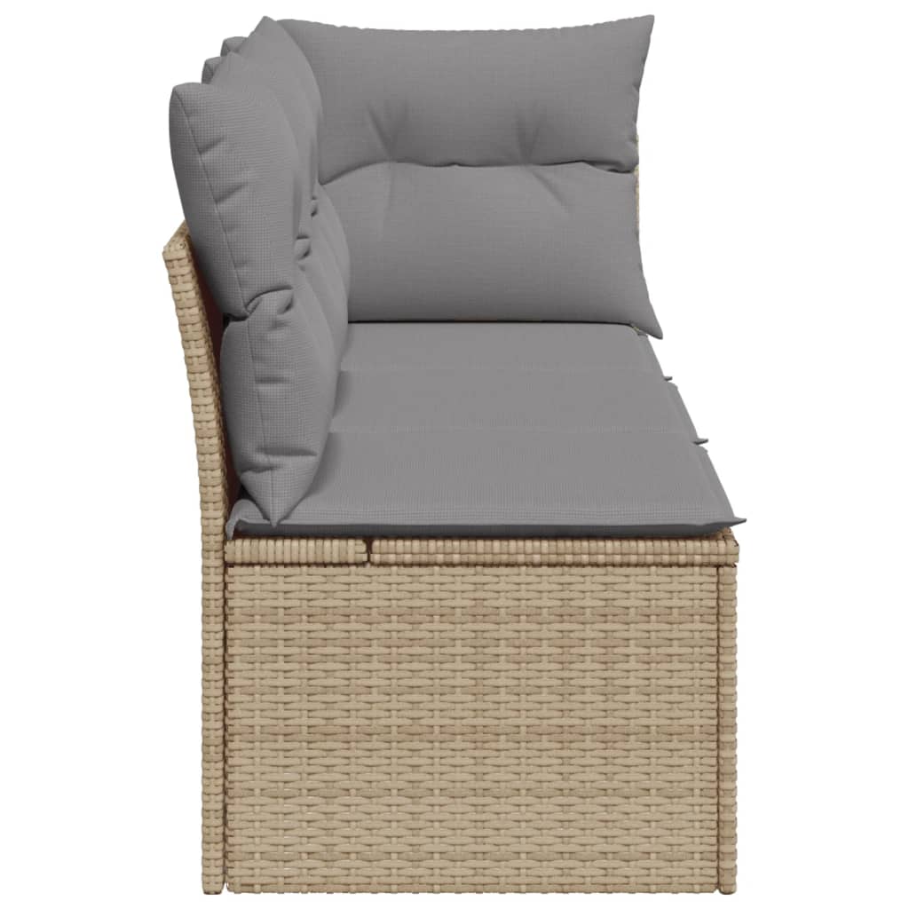 Gartensofa mit Kissen 3-Sitzer Beige Poly Rattan