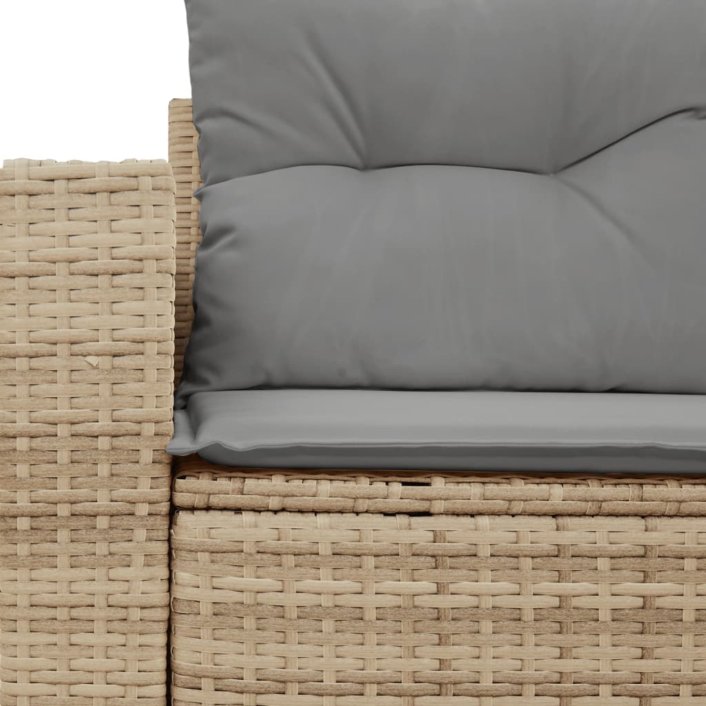 Gartensofa mit Kissen 2-Sitzer Beige Poly Rattan