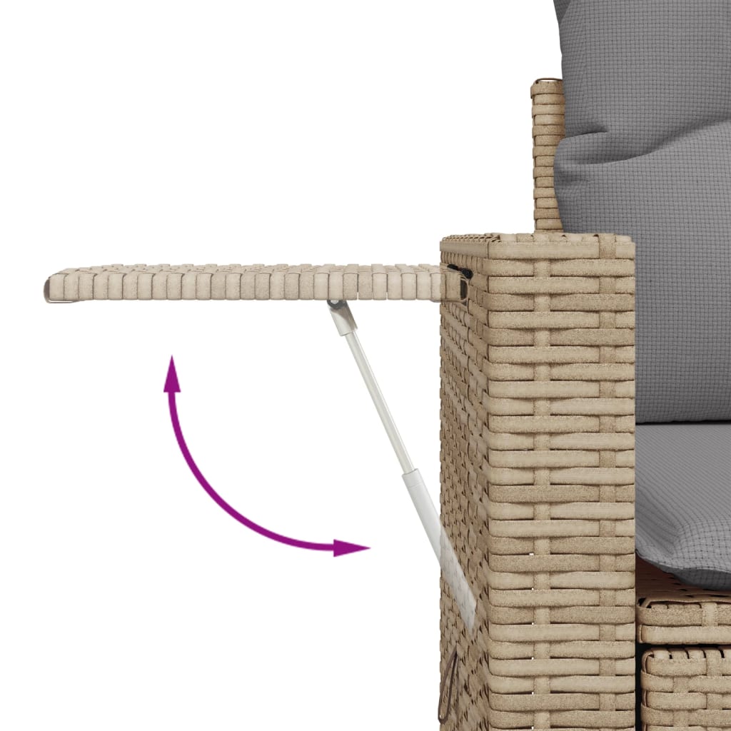 Gartensofa mit Kissen 2-Sitzer Beige Poly Rattan