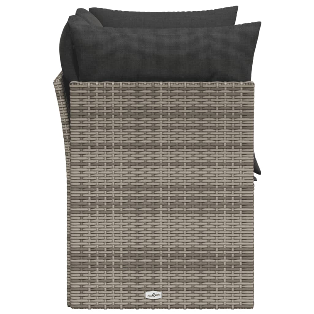 Gartensofa 2-Sitzer mit Kissen Grau Poly Rattan