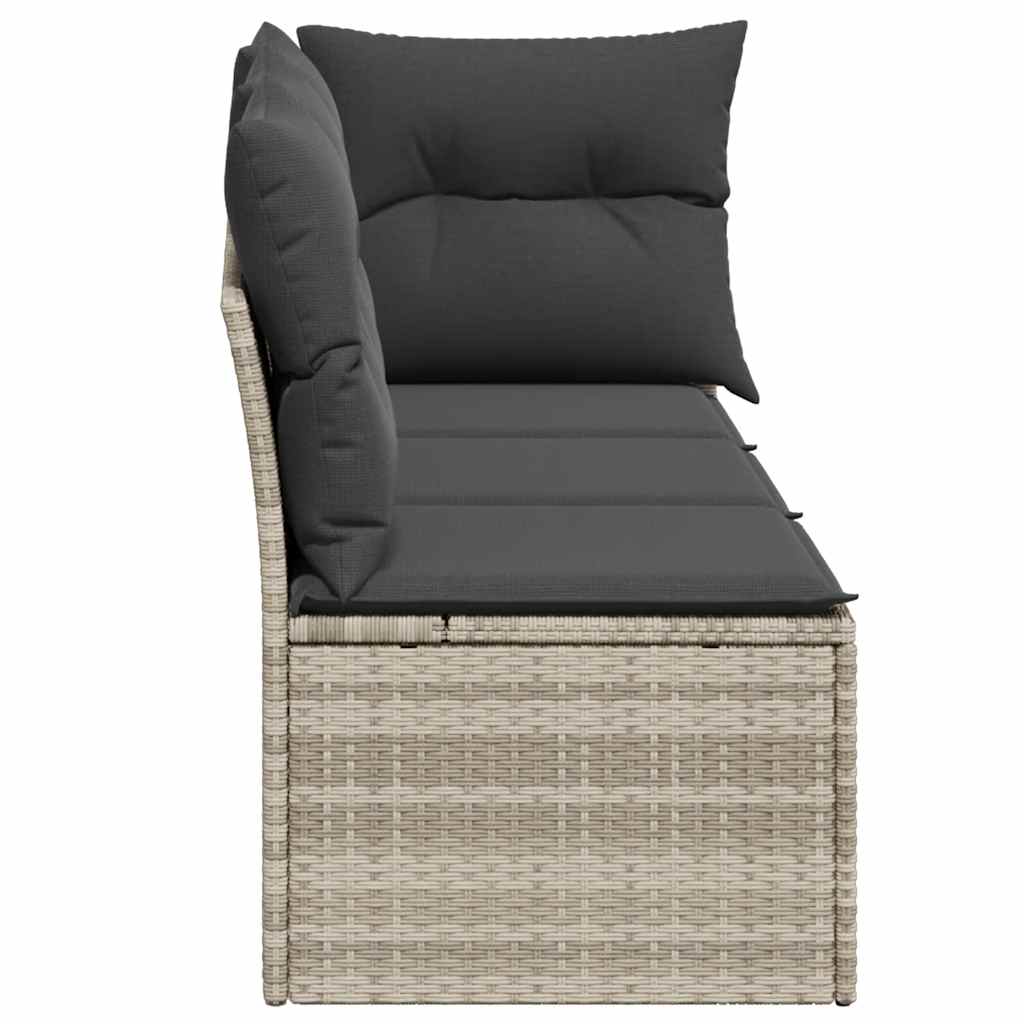 Gartensofa mit Kissen 3-Sitzer Hellgrau Poly Rattan