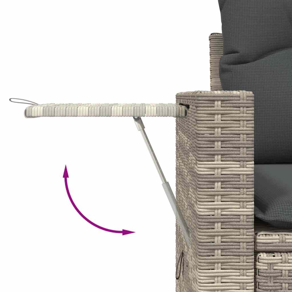 Gartensofa mit Kissen 2-Sitzer Hellgrau Poly Rattan