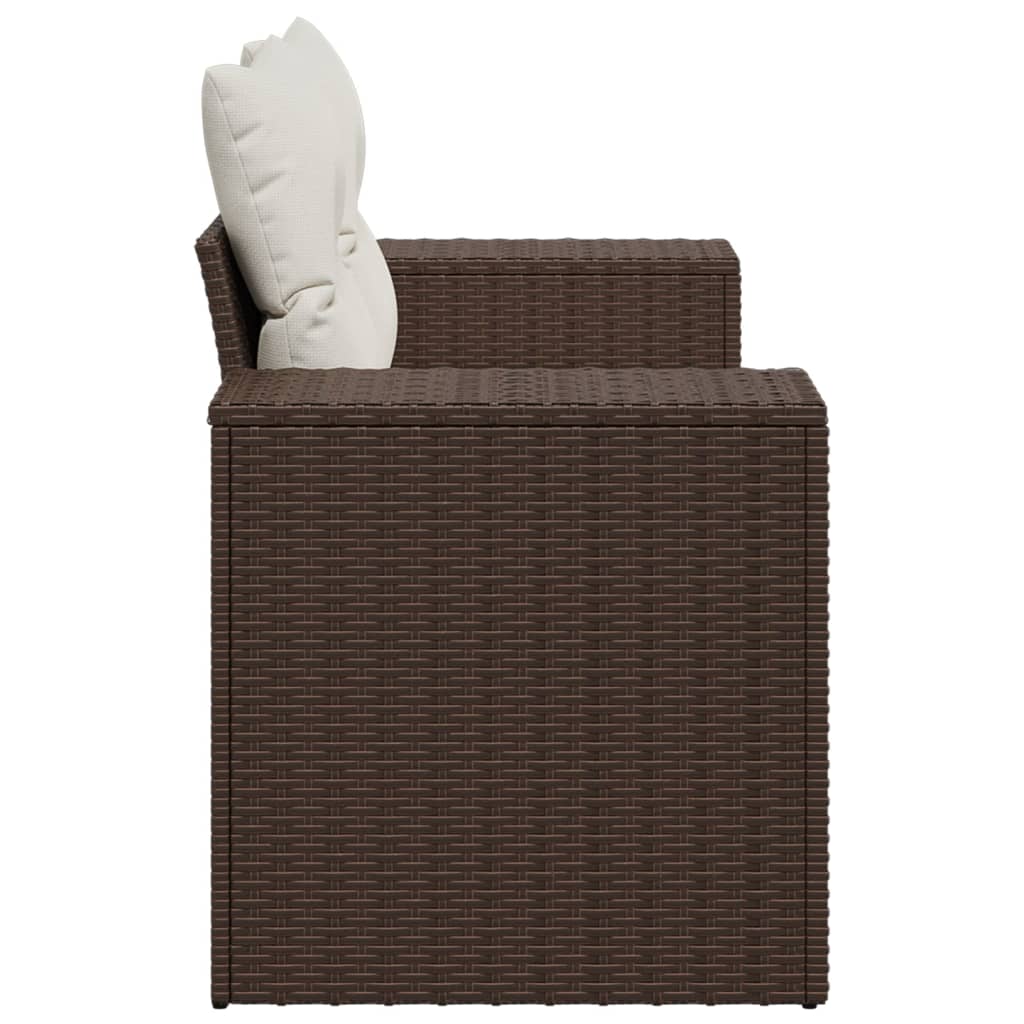 Gartensofa mit Kissen 2-Sitzer Braun Poly Rattan