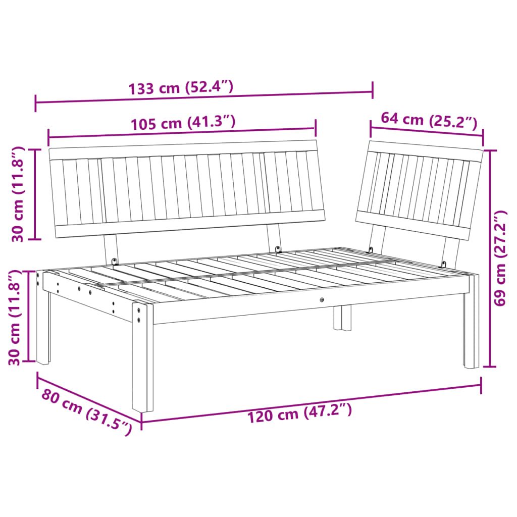 Garten-Ecksofa aus Paletten Massivholz Akazie