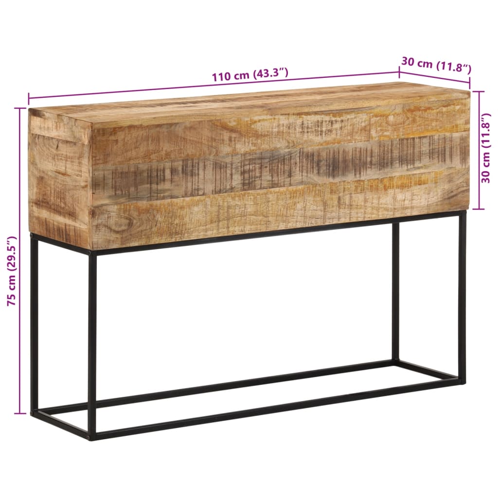 Konsolentisch 110x30x75 cm Raues Massivholz Mango und Eisen