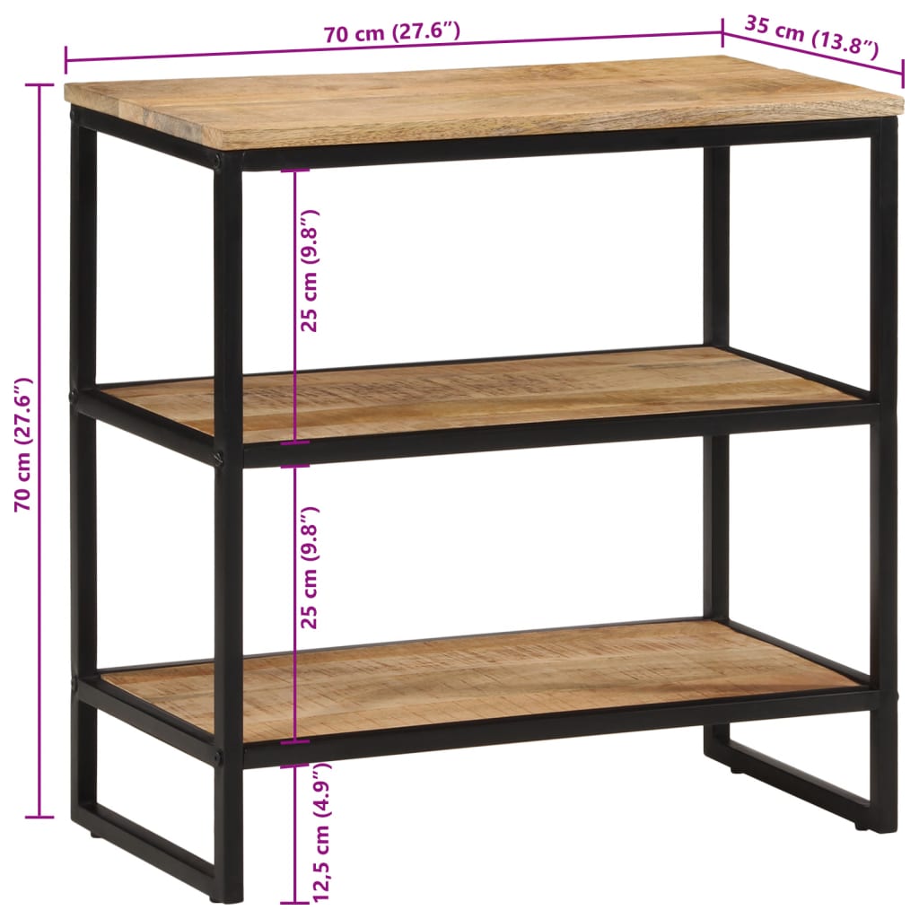 Konsolentisch 70x35x70 cm Raues Massivholz Mango