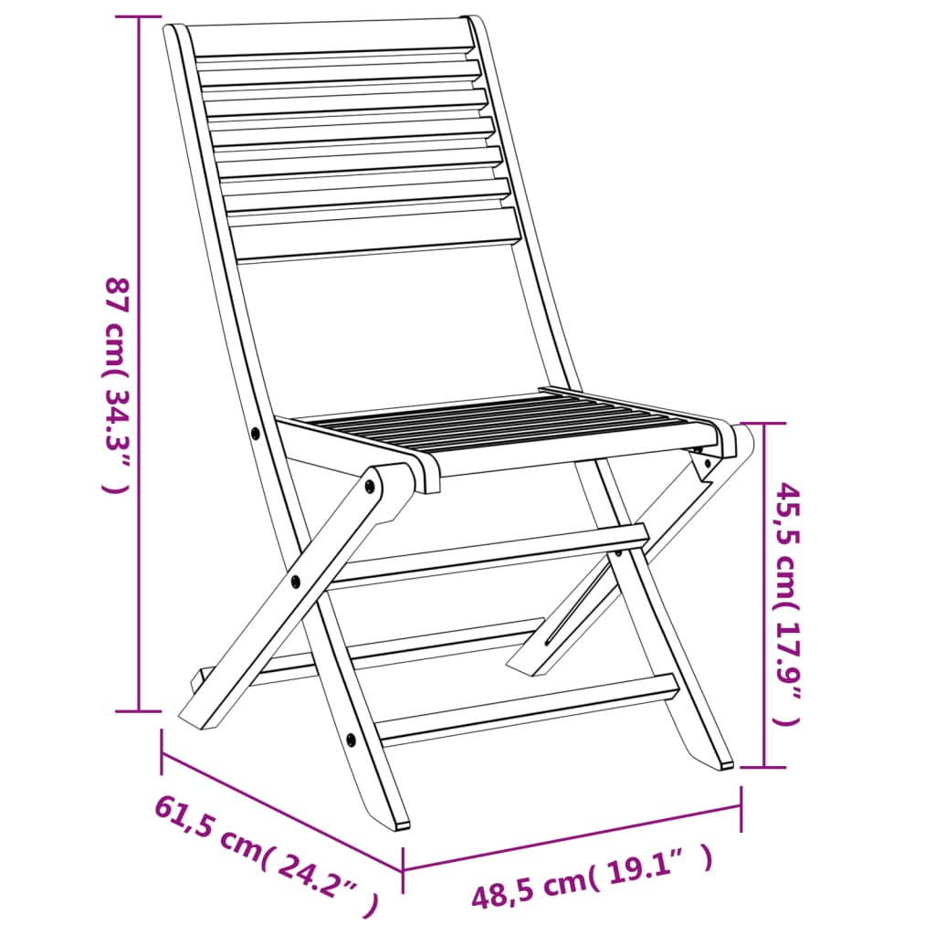 Gartenstühle 6 Stk. Klappbar 48,5x61,5x87 cm Massivholz Akazie