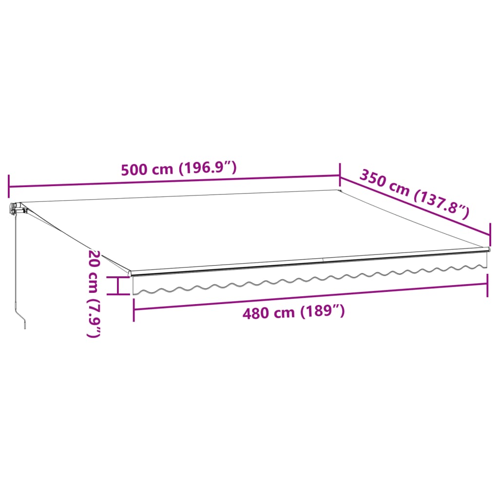 Markise Manuell mit LED Weinrot 500x350 cm