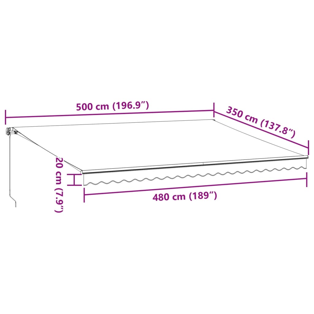 Markise Manuell mit LEDs Braun 500x350 cm