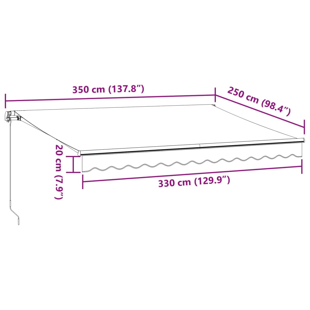 Markise Manuell mit LED Braun 350x250 cm