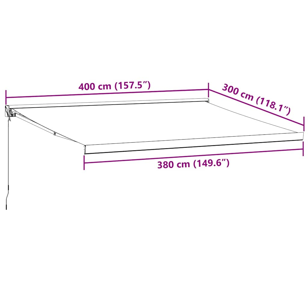 Markise Einziehbar Anthrazit und Weiß 4x3 m Stoff und Aluminium