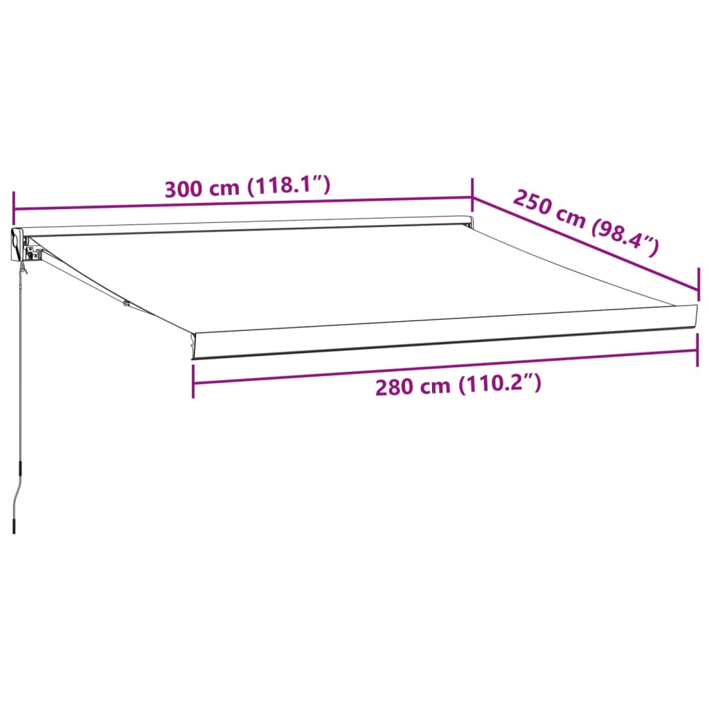 Markise Einziehbar Anthrazit und Weiß 3x2,5 m Stoff & Aluminium