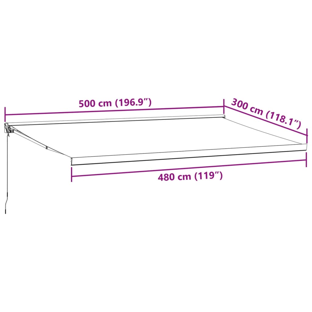 Markise Einziehbar Anthrazit und Weiß 5x3 m Stoff und Aluminium