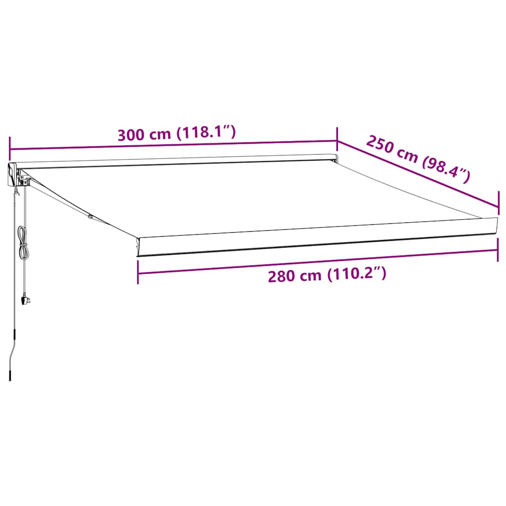 Markise Einziehbar Anthrazit und Weiß 3x2,5 m Stoff & Aluminium