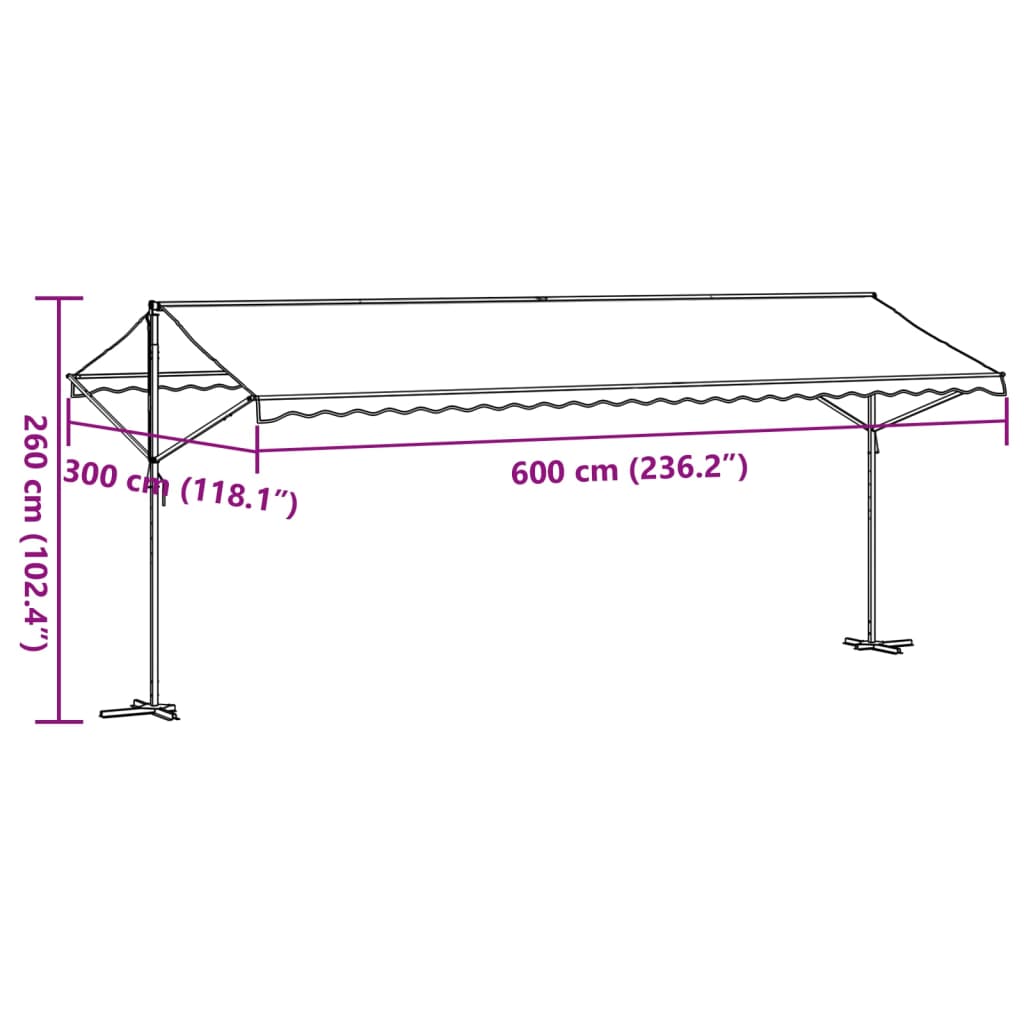 Freistehende Markise Blau und Weiß 600x300 cm Stoff und Stahl