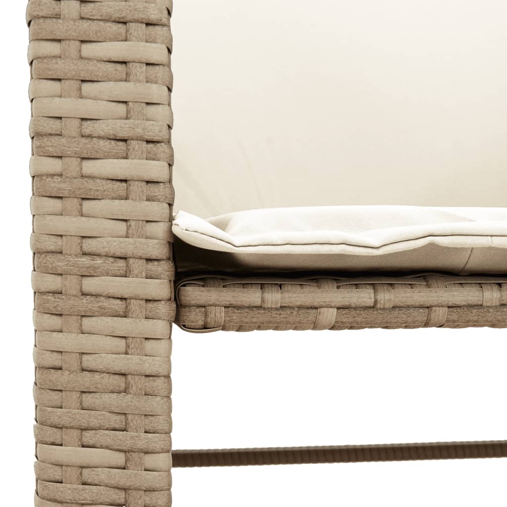 Gartensofa 2-Sitzer mit Tisch und Hockern Beige Poly Rattan