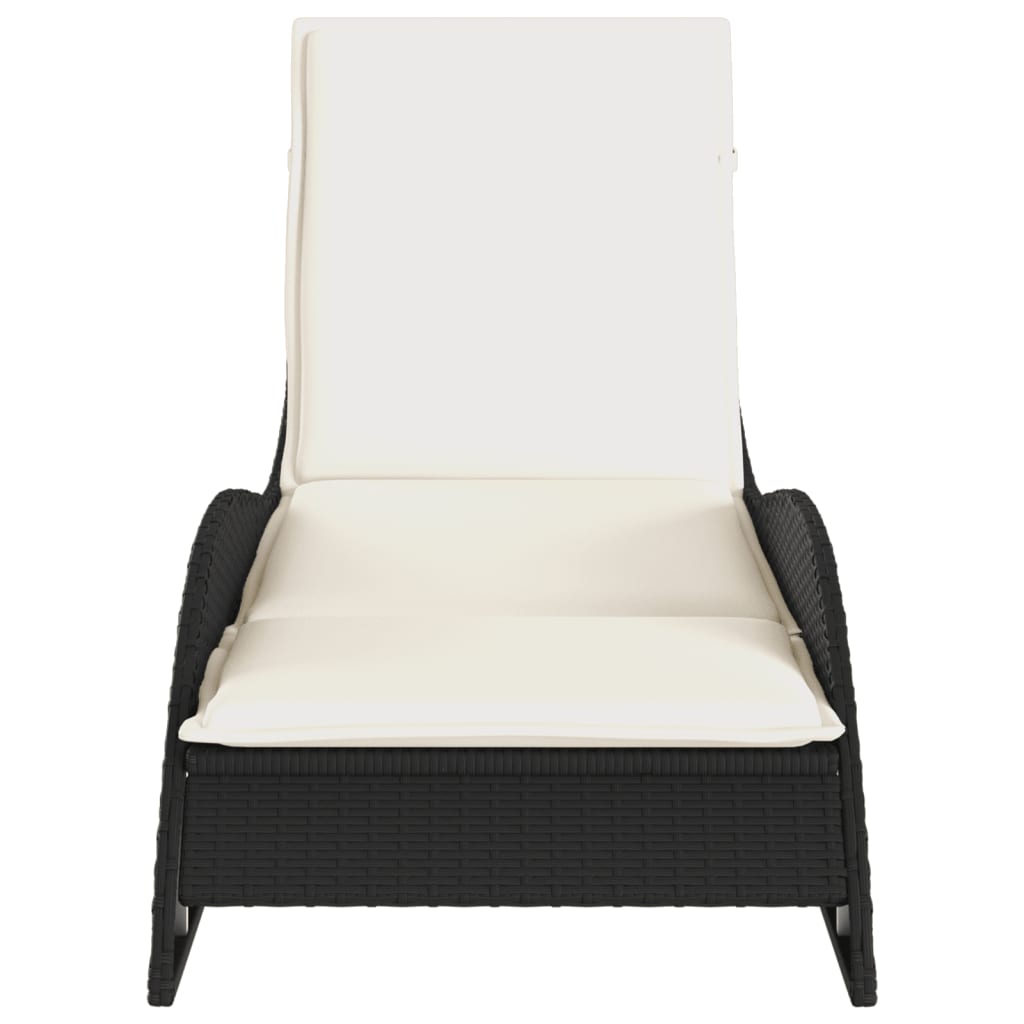 Sonnenliege mit Auflage Schwarz 60x205x73 cm Poly Rattan