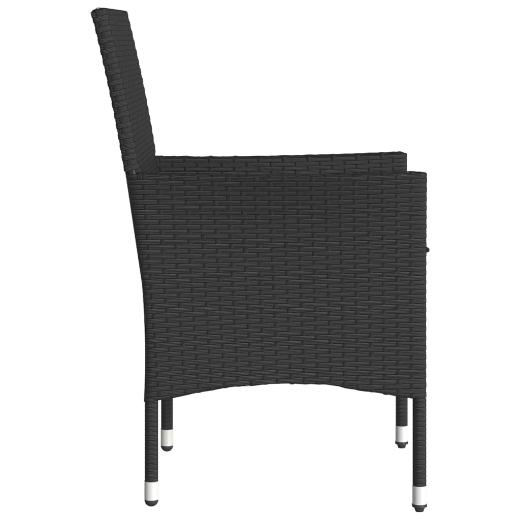 Gartenstühle mit Kissen 2 Stk. Schwarz Poly Rattan