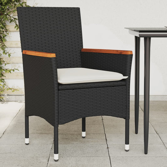 Gartenstühle mit Kissen 2 Stk. Schwarz Poly Rattan