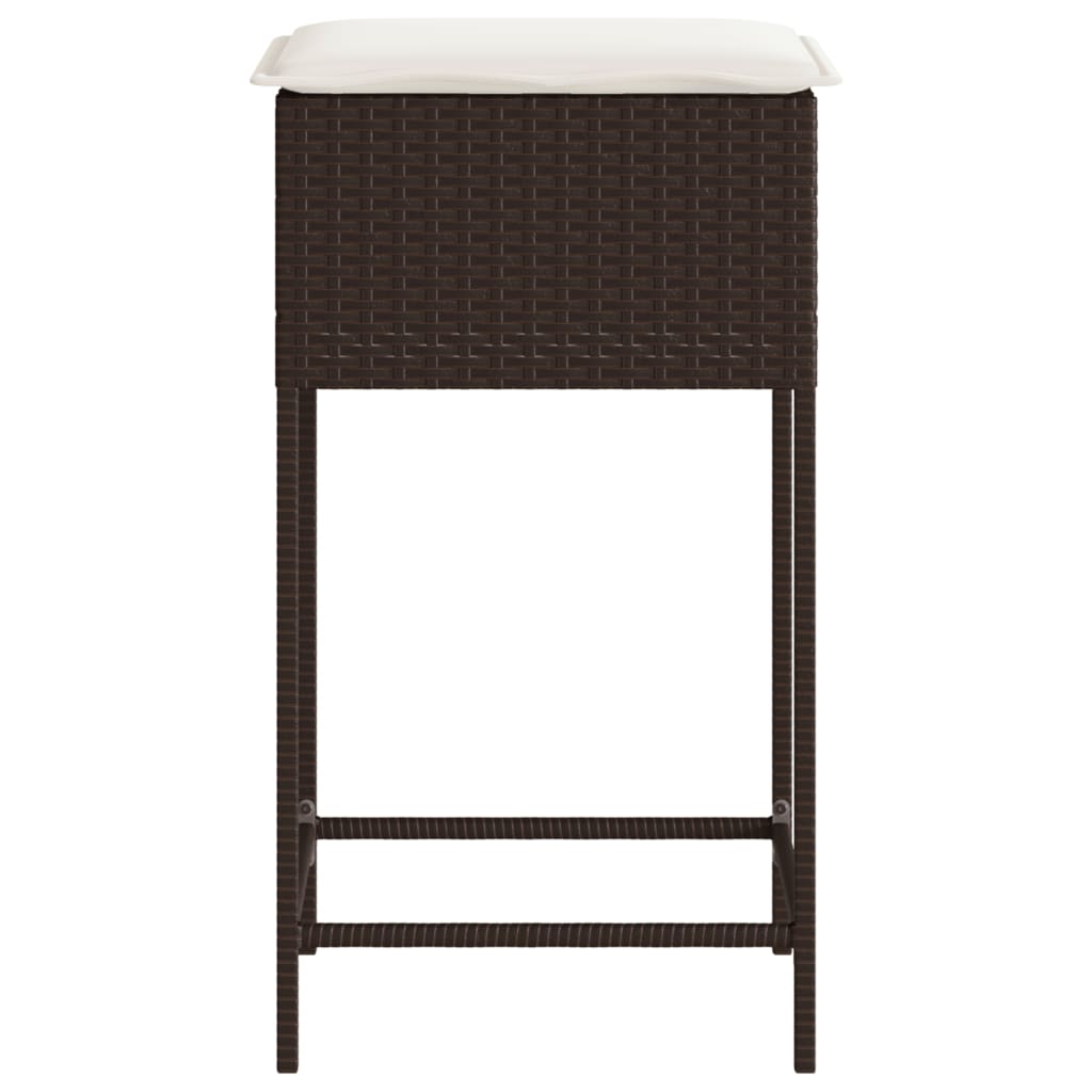 Garten-Barhocker mit Kissen 2 Stk. Braun Poly Rattan