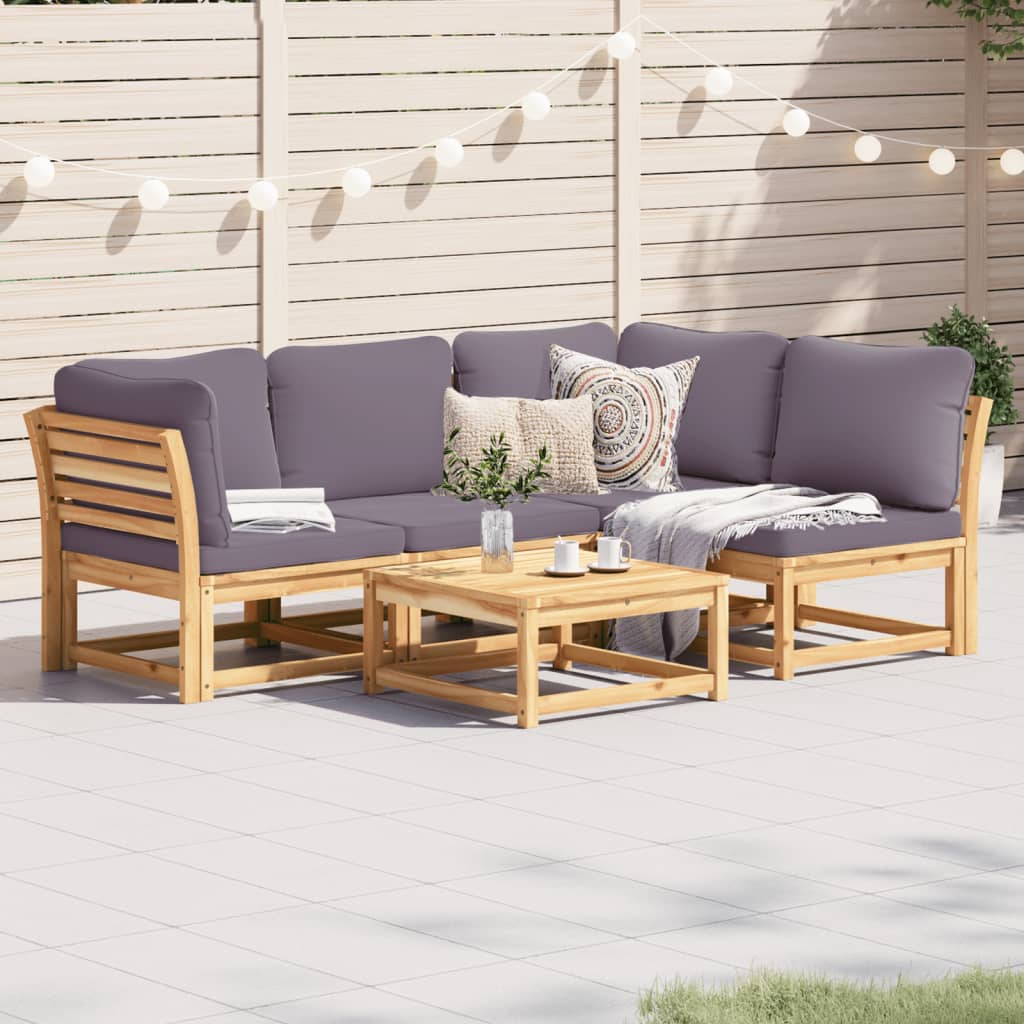 5-tlg. Garten-Lounge-Set mit Kissen Massivholz Akazie