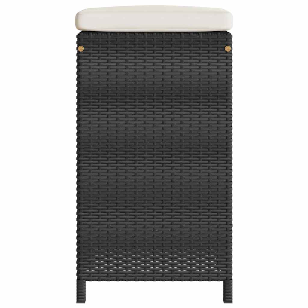 Garten-Barhocker mit Kissen 2 Stk. Schwarz Poly Rattan