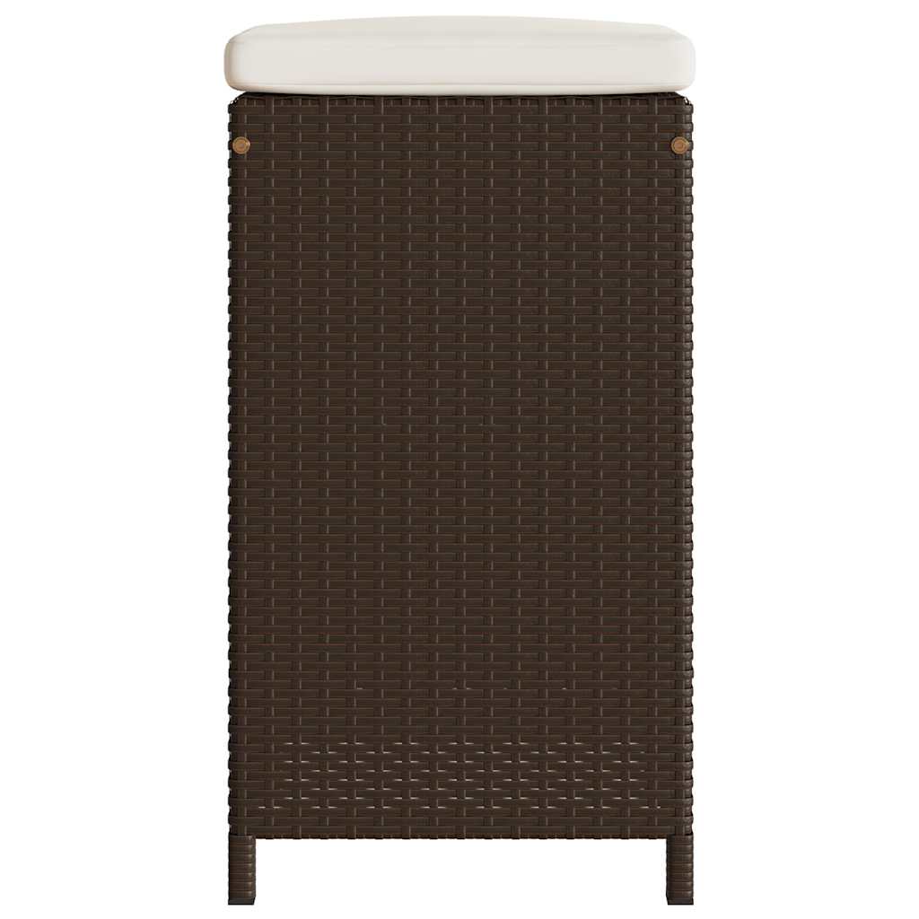 Garten-Barhocker mit Kissen 4 Stk. Braun Poly Rattan