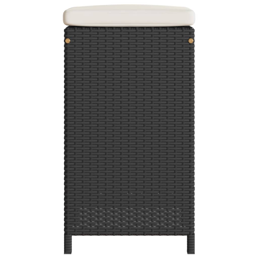 Garten-Barhocker mit Kissen 4 Stk. Schwarz Poly Rattan