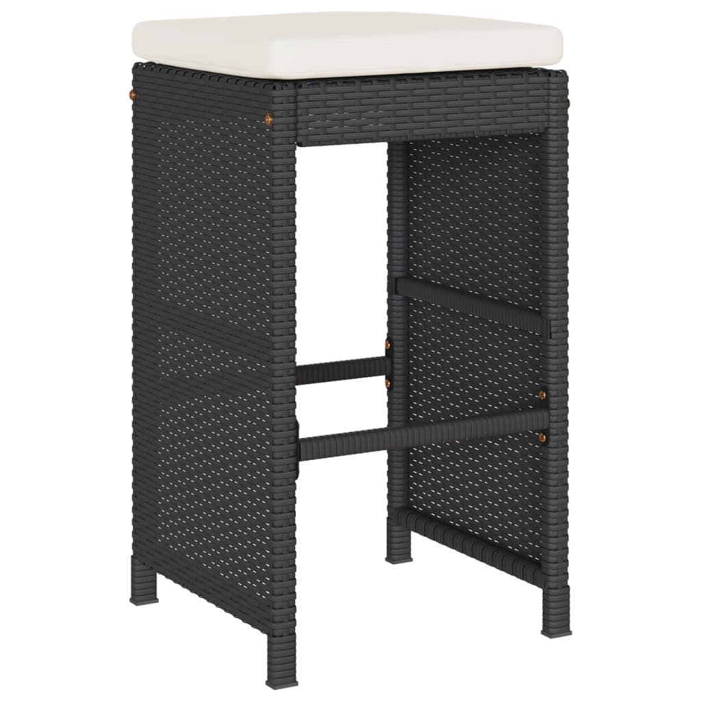 Garten-Barhocker mit Kissen 6 Stk. Schwarz Poly Rattan