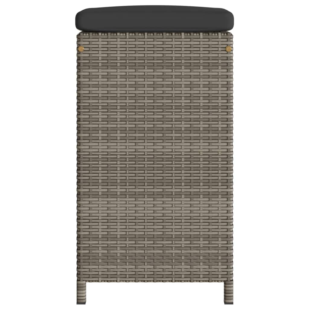 Garten-Barhocker mit Kissen 6 Stk. Grau Poly Rattan