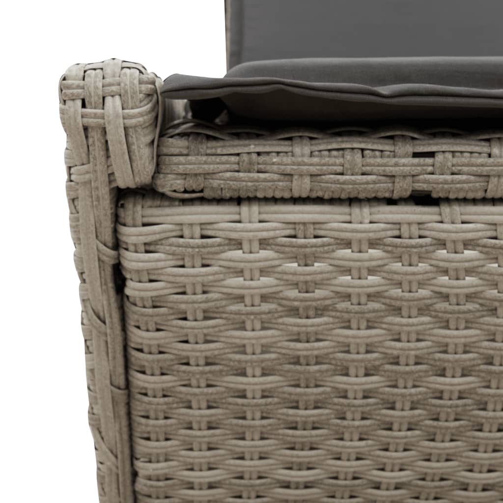 Doppel-Sonnenliege mit Kissen Hellgrau Poly Rattan