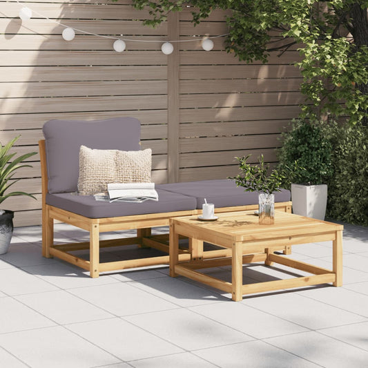 3-tlg. Garten-Lounge-Set mit Kissen Massivholz Akazie