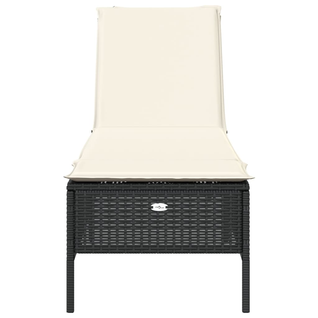 Sonnenliege mit Auflage Schwarz Poly-Rattan