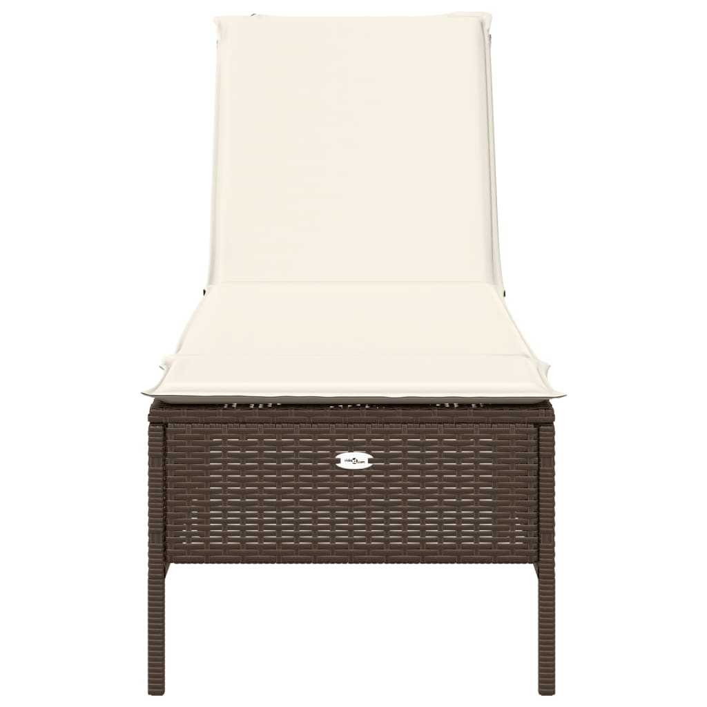 Sonnenliege mit Auflage Braun Poly Rattan