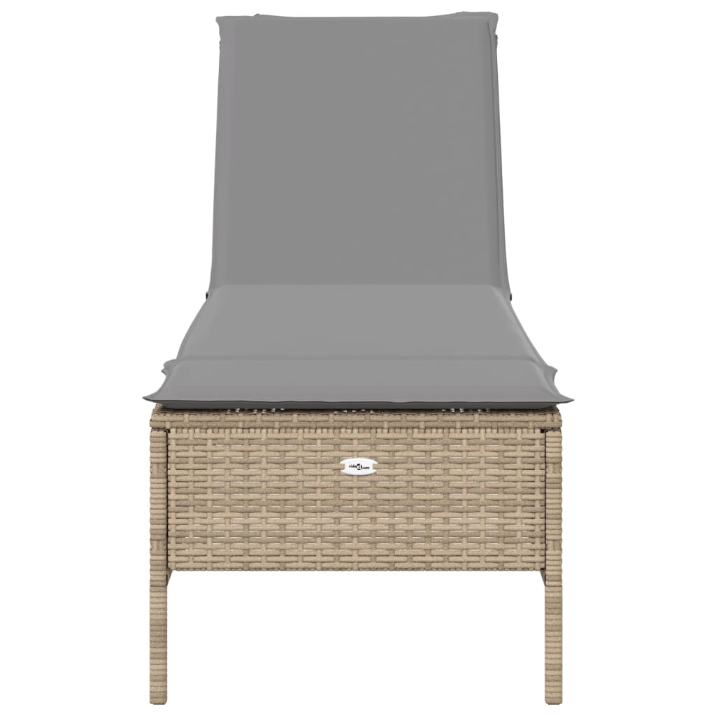 Sonnenliege mit Auflage Beige Poly Rattan