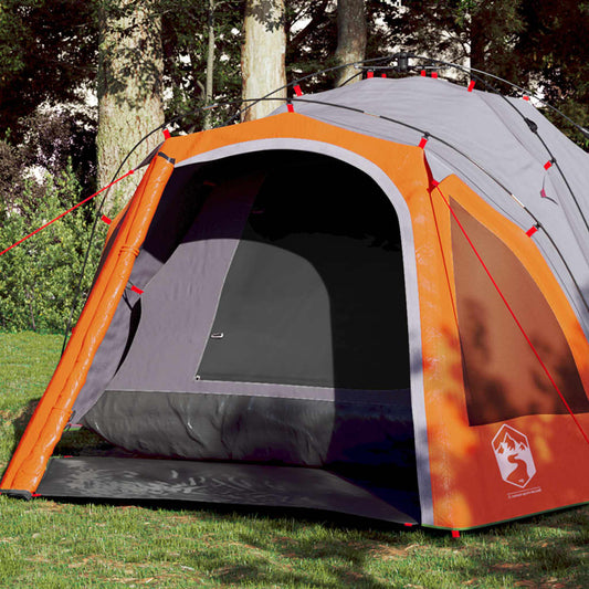 Kuppel-Campingzelt 3 Personen Grau und Orange Quick Release