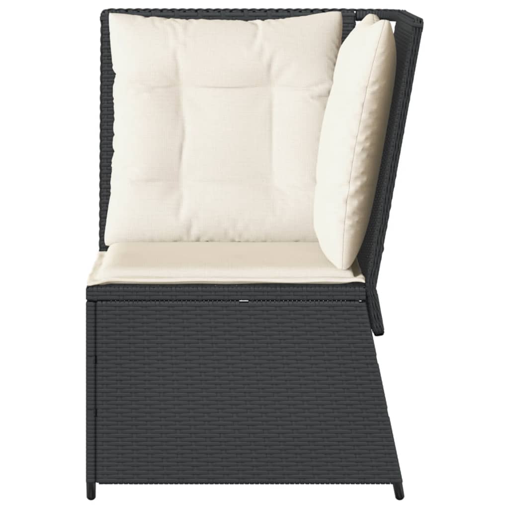 Garten-Ecksofa mit Kissen Schwarz Poly Rattan