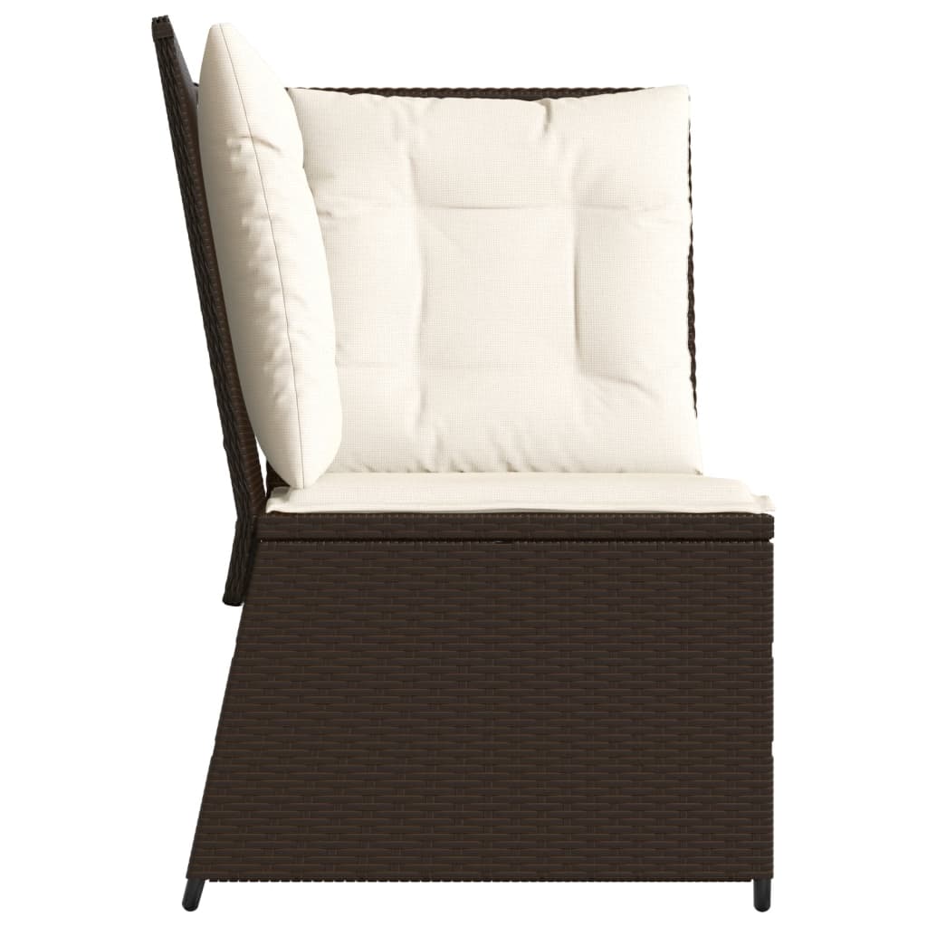 Garten-Ecksofa mit Kissen Braun Poly Rattan