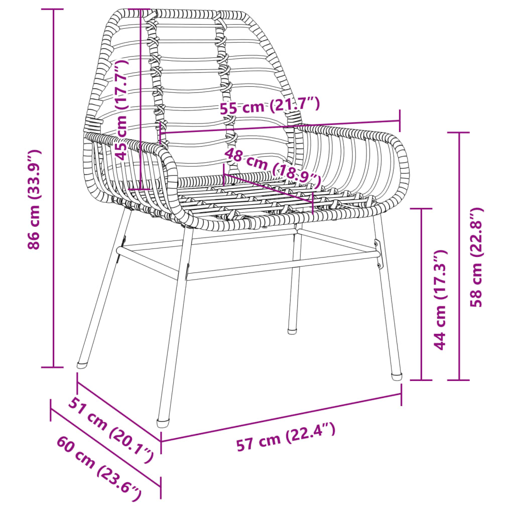 Gartenstühle 2 Stk. Braun Poly Rattan