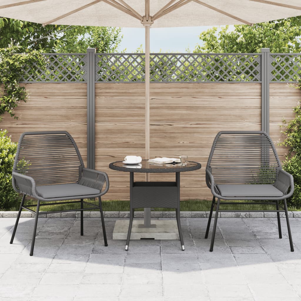 Gartenstühle 2 Stk. mit Kissen Grau Poly Rattan