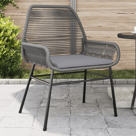 Gartenstühle 2 Stk. mit Kissen Grau Poly Rattan