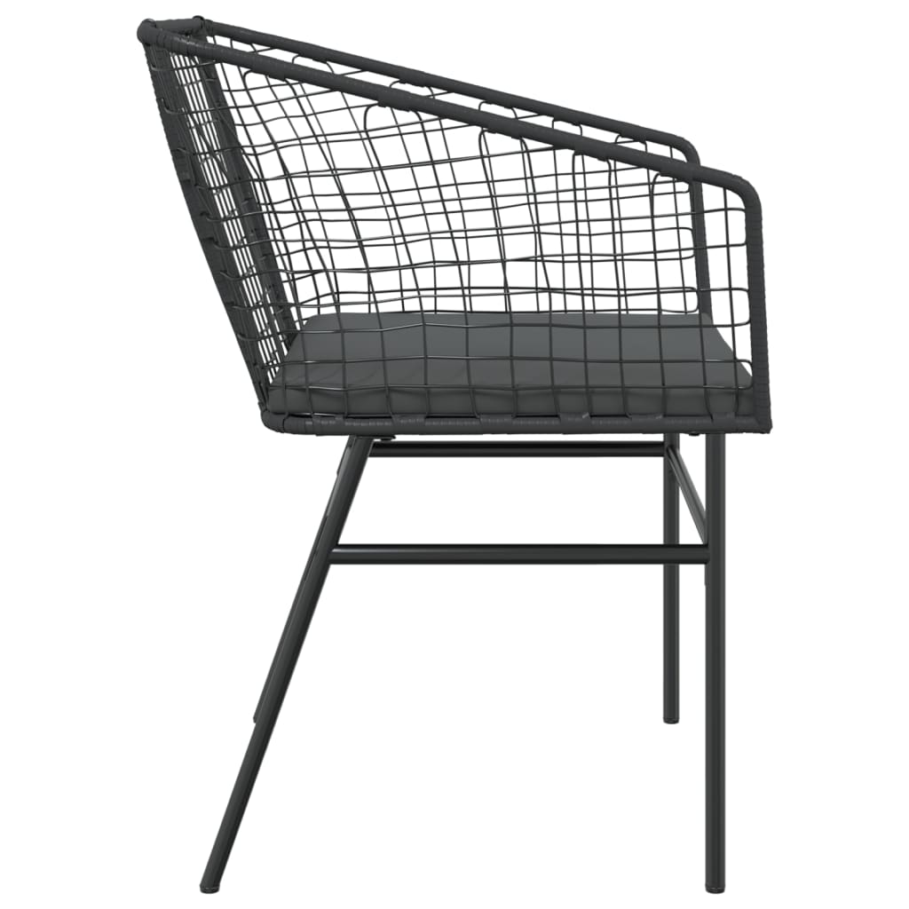 Gartenstühle 2 Stk. mit Kissen Schwarz Poly Rattan