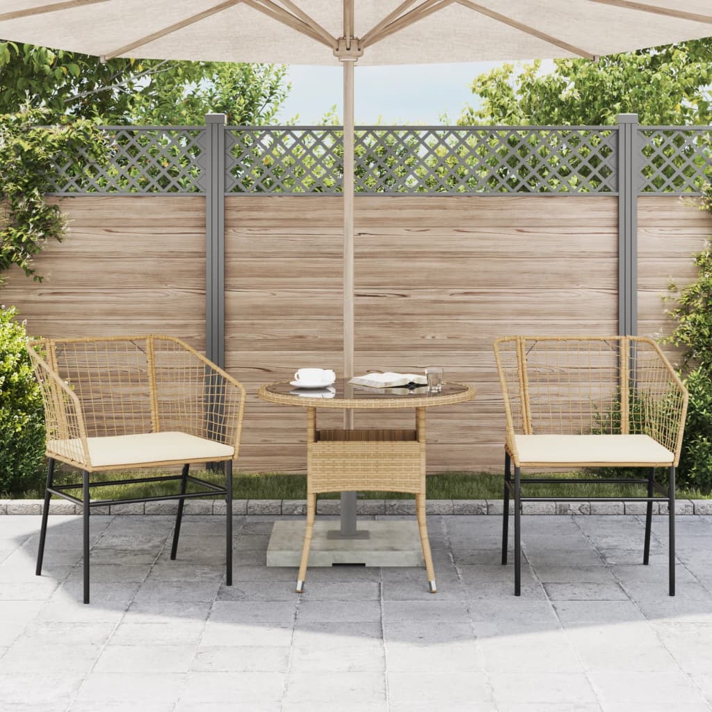 Gartenstühle 2 Stk. mit Kissen Braun Poly Rattan