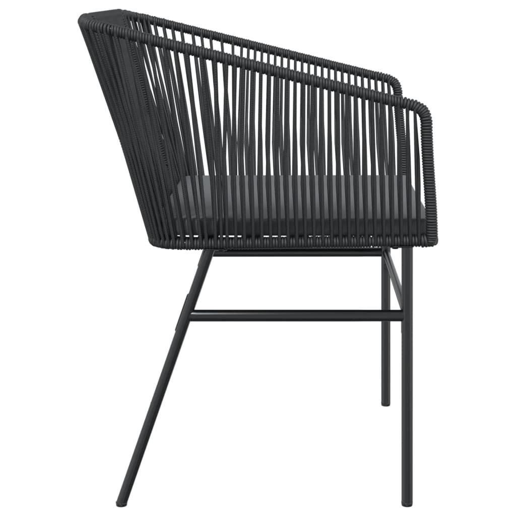 Gartenstühle 2 Stk. mit Kissen Schwarz Poly Rattan