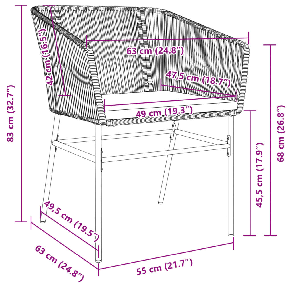 Gartenstühle 2 Stk. mit Kissen Braun Poly Rattan