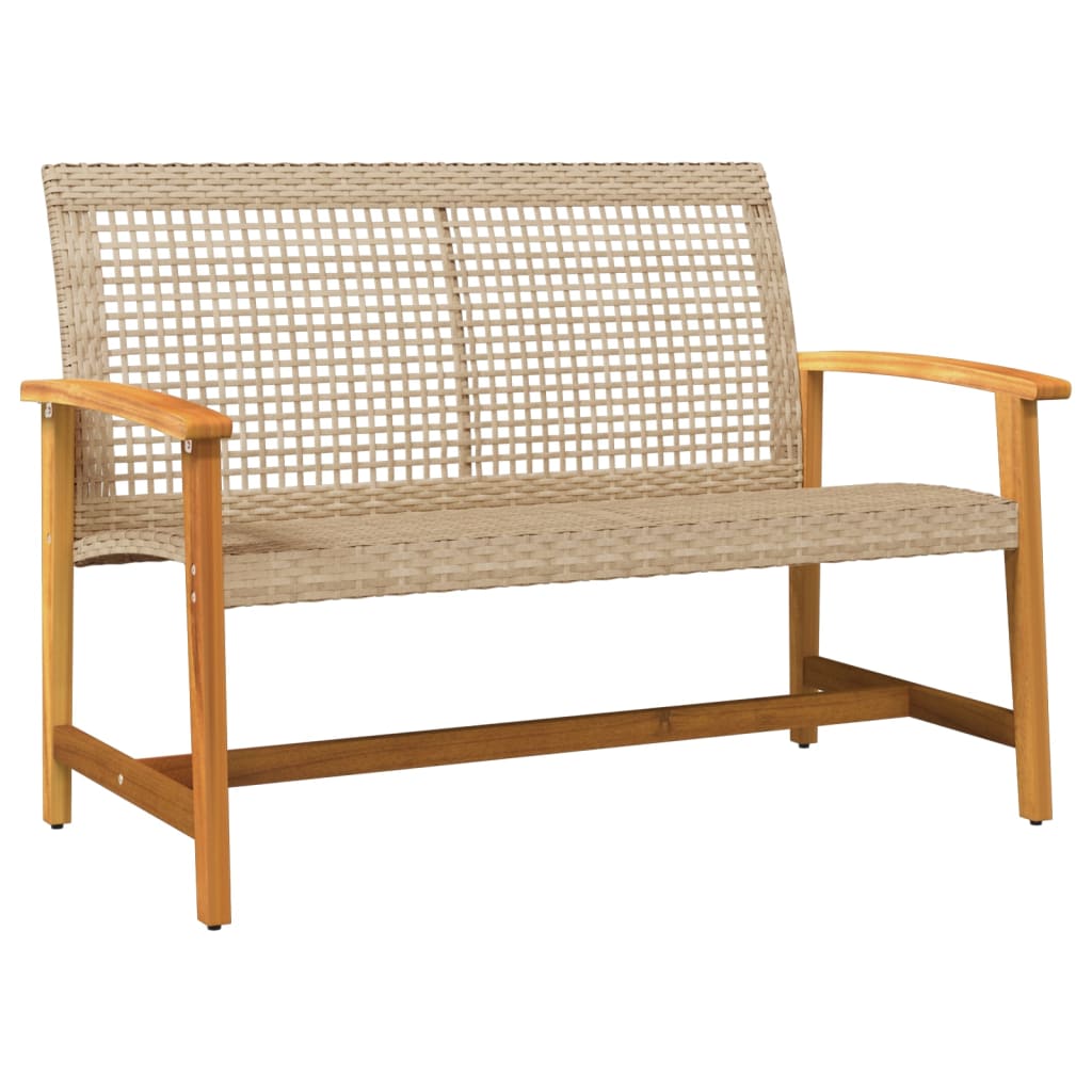 5-tlg. Garten-Lounge-Set Beige Poly Rattan und Akazienholz