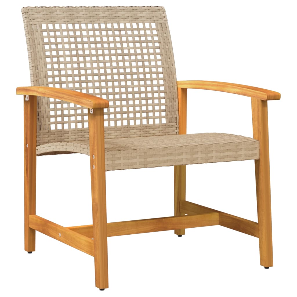 5-tlg. Garten-Lounge-Set Beige Poly Rattan und Akazienholz