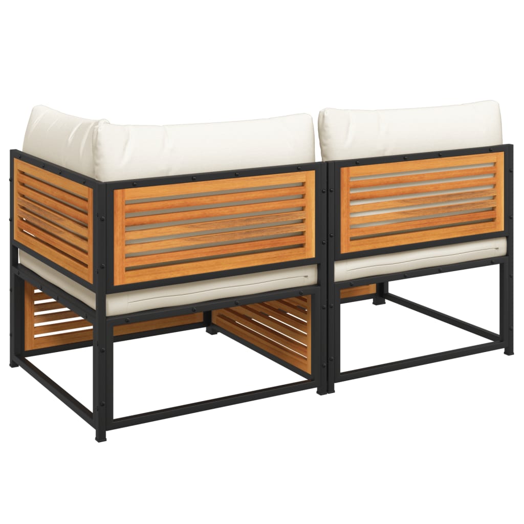 Gartensofa mit Kissen 2-Sitzer Massivholz Akazie