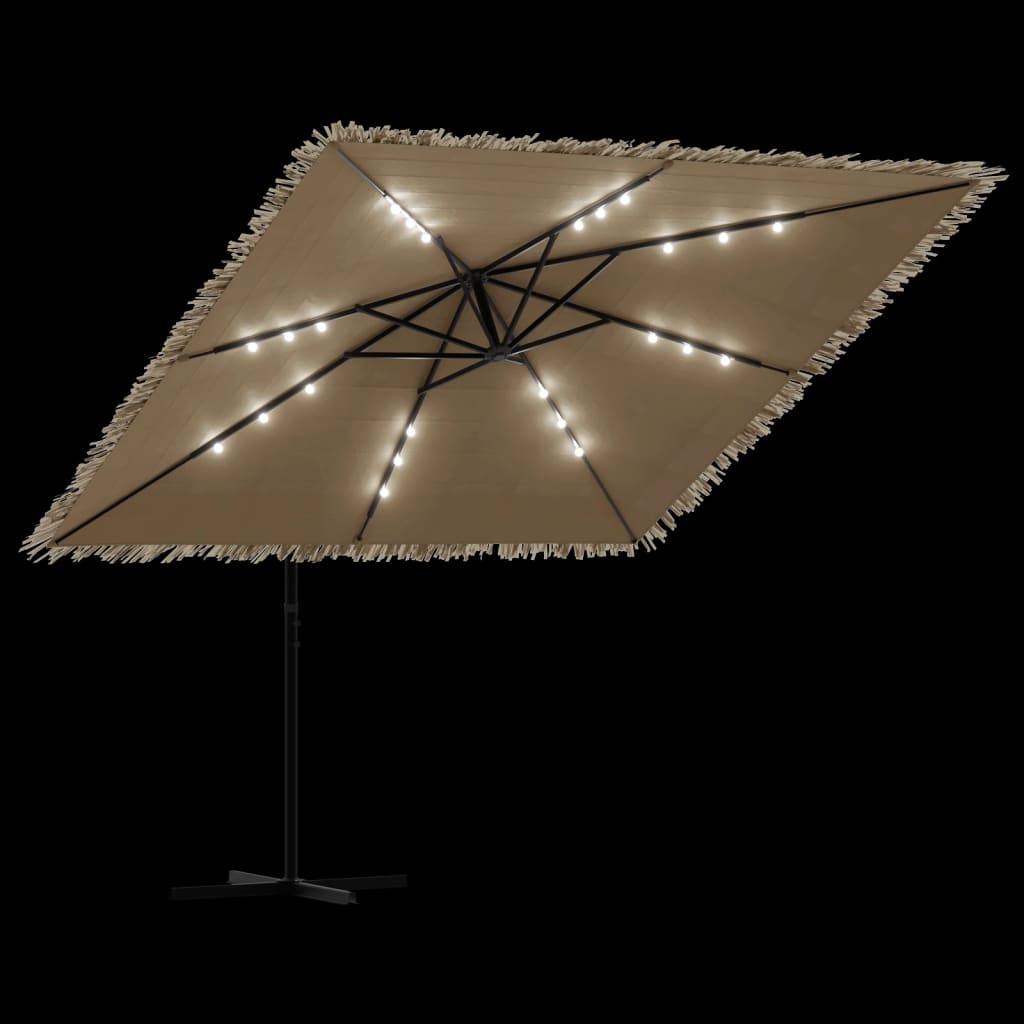 Sonnenschirm mit LED und Stahlmast Braun 269x269x235 cm