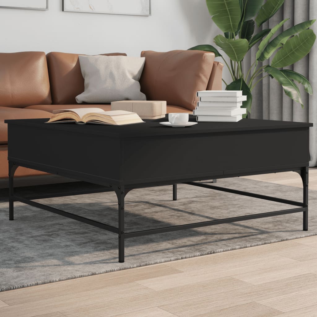 Couchtisch Schwarz 95x95x45 cm Holzwerkstoff und Metall